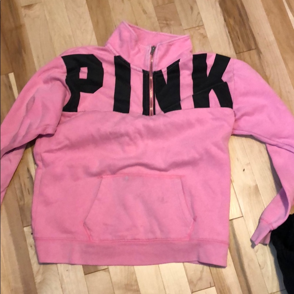 Hot pink quarter zip up hoodie
